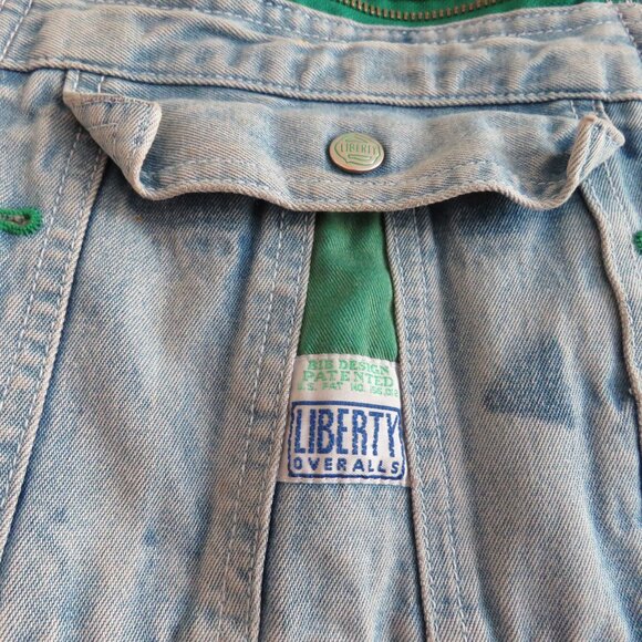 VINTAGE LIBERTY Cargo Carpenter Denim Overalls Acid Wash Hand Embroidered Work - Picture 7 of 16